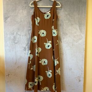 Gruppo Americano 100% Silk Vintage Floral Sleeveless Dress Sz 6